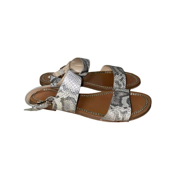 Vince Camuto Brown Leather Flat Snake Print Sandals Size 7 - Picture 2 of 10